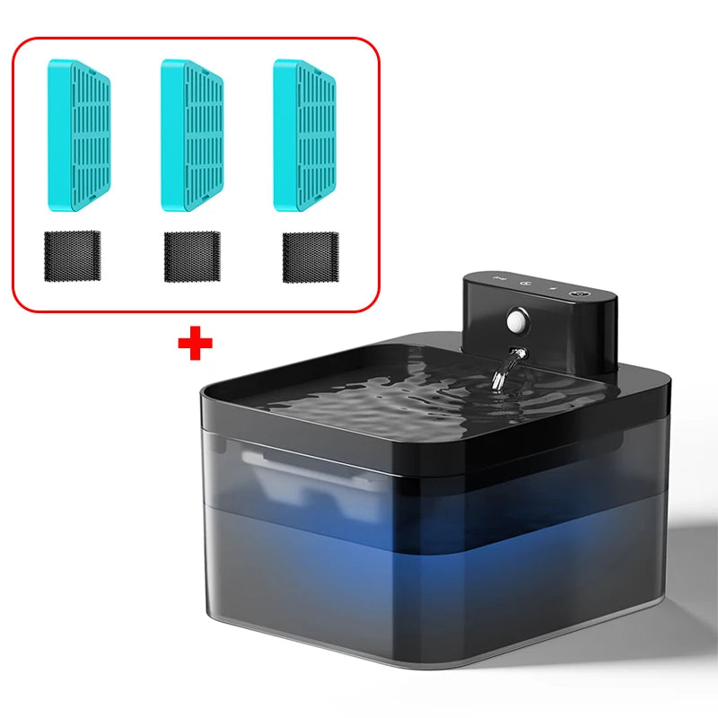 Fuente de agua automática inalámbrica para gatos ROJECO, 2600 mAh, dispensador de agua para mascotas, sensor infrarrojo, bebedero inteligente para mascotas