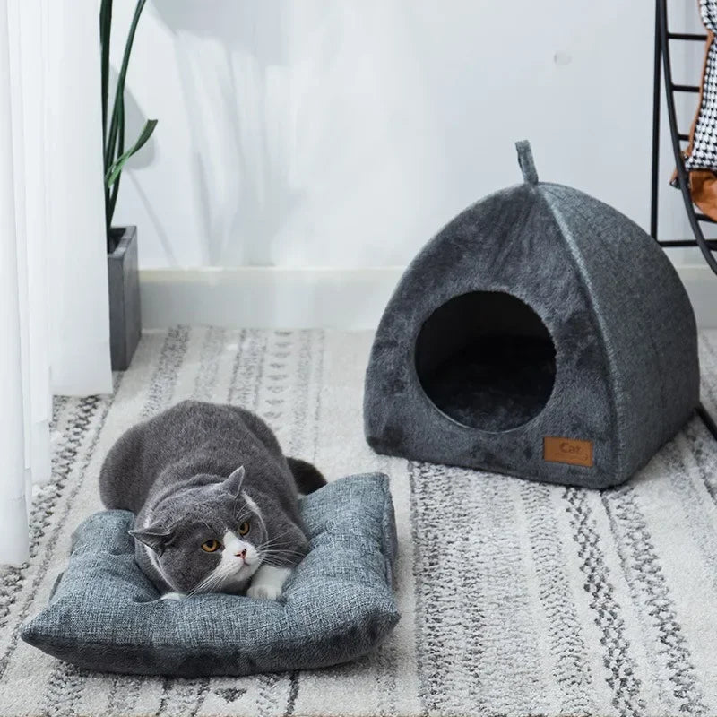 Nuevo nido triangular para gatos, casa cerrada para gatos y perros , nido para mascotas, cálido y grueso, nido para dormir