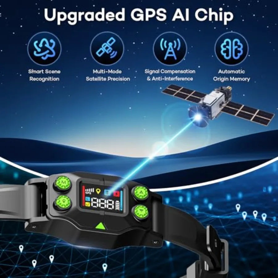 Valla inalámbrica GPS para perros, collar eléctrico recargable con 3 modos de entrenamiento, radio de 25 a 999 yardas, impermeable IPX7, invisible para mascotas.