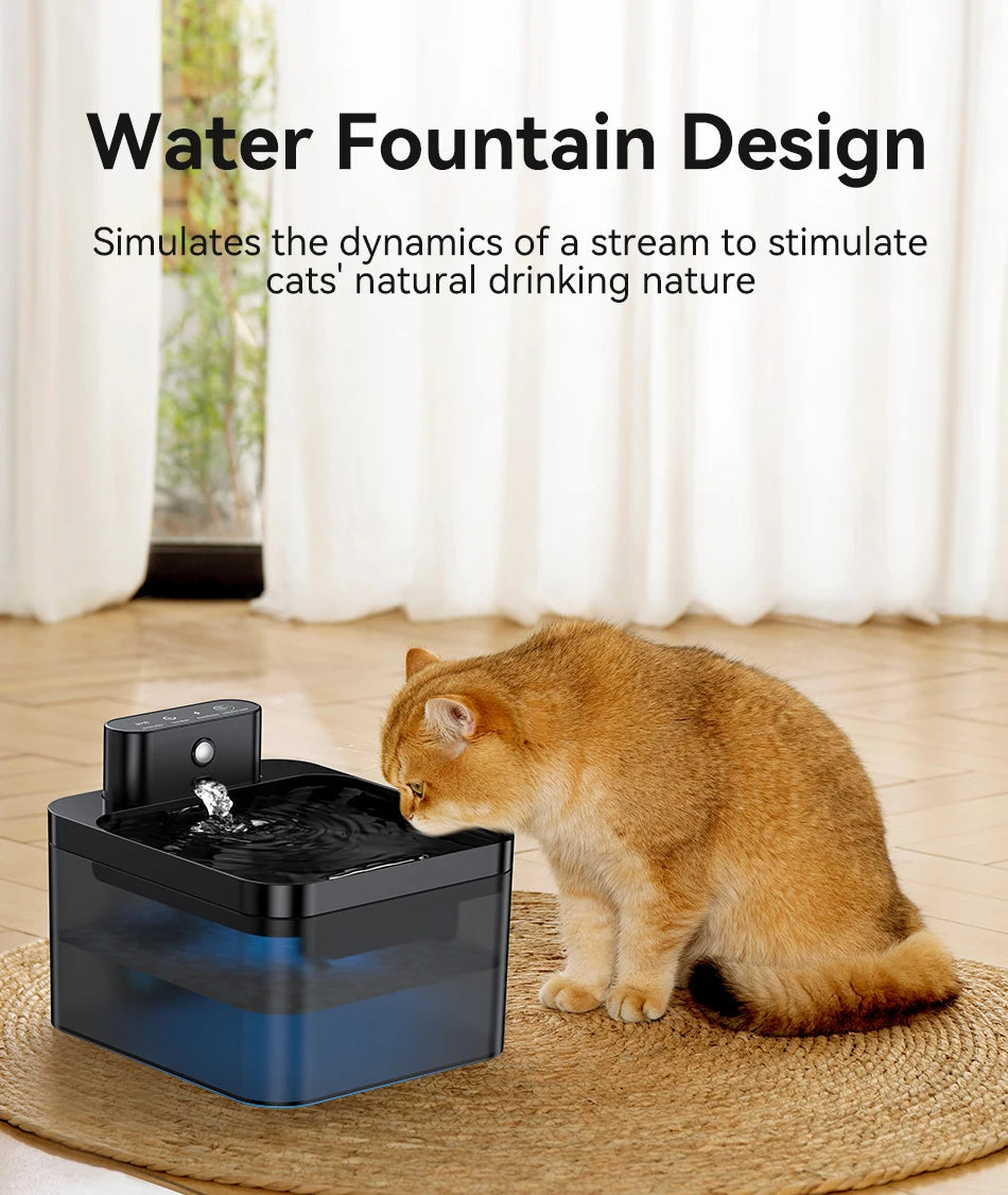 Fuente de agua automática inalámbrica para gatos ROJECO, 2600 mAh, dispensador de agua para mascotas, sensor infrarrojo, bebedero inteligente para mascotas