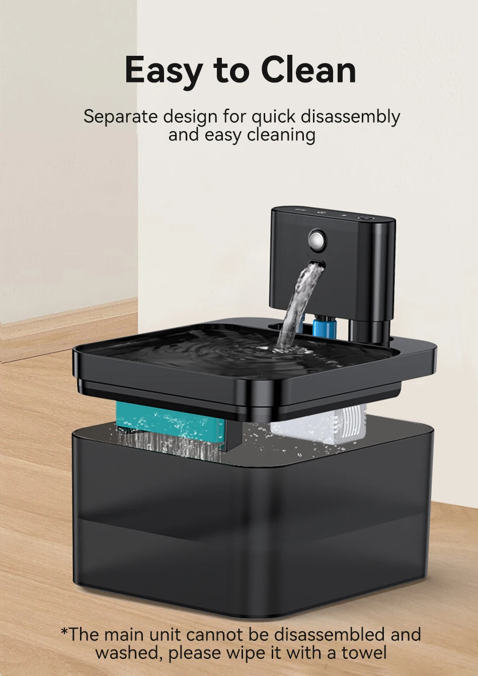 Fuente de agua automática inalámbrica para gatos ROJECO, 2600 mAh, dispensador de agua para mascotas, sensor infrarrojo, bebedero inteligente para mascotas